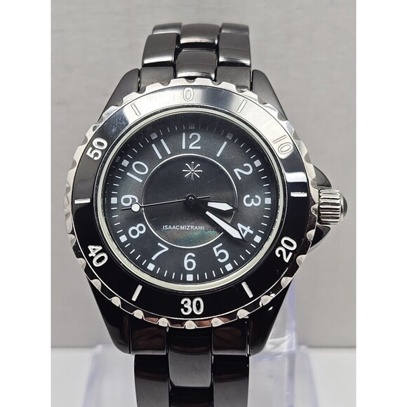 Isaac Mizrahi Live Ceramic Black Watch 35mm Quartz New Battery 3ATM Japan Womens - Picture 8 of 11